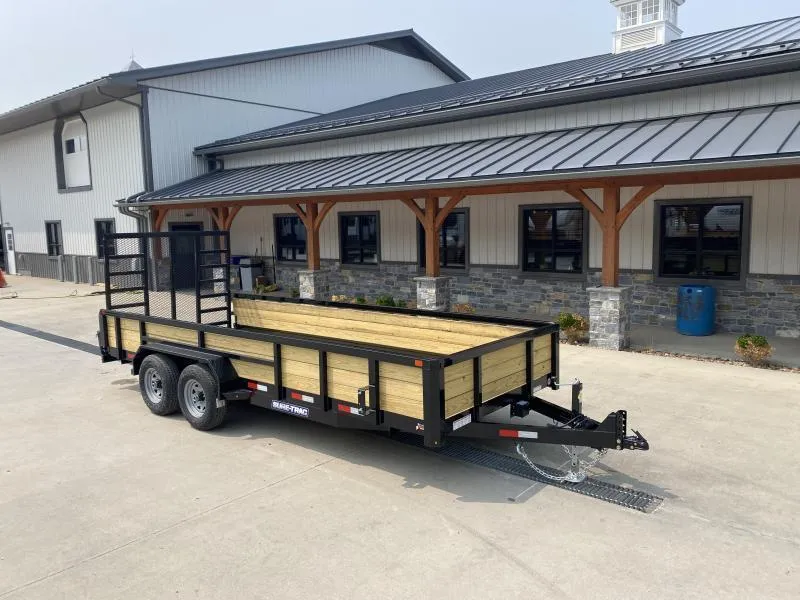 2026 Sure-Trac 7x18' High Side Utility Landscape Trailer 9900# GVW * 5200# AXLES * ADJUSTABLE COUPLER * 5' HD GATE * 24" 3-BOARD HIGH SIDE * 2X3" TUBE TOP RAIL * SPRING ASSIST + FOLD FLAT GATE * 5" TONGUE AND FRAME * 7K DROP LEG JACK