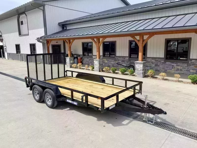 2026 Sure-Trac 7x14' Tube Top Utility Landscape Trailer 7000# GVW * 2" TUBE TOP RAIL * 2X2" TUBE GATE C/M + SPRING ASSIST + FOLD FLAT * TOOLESS GATE REMOVAL * SPARE MOUNT * PROTECTED WIRING * SET BACK JACK * STAKE POCKETS * BULLET LED