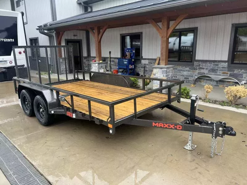 2026 Maxxd 7x16' U3X Utility Landscape Trailer 7000# GVW * ADJUSTABLE COUPLER * DROP LEG JACK * SEALED HARNESS * 2" TUBE TOPRAIL * 1' DOVE * LAY FLAT/TUBE GATE W/SPRING ASSIST * DOUBLE BROKE FENDERS * TRIPLE TUBE TONGUE * SLIPPER SUSP * GREY + PRIMER