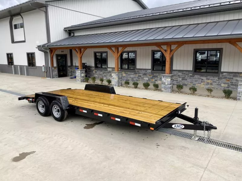 2026 AMO 7x20' Car Hauler Trailer 9990# GVW * ALL LED LIGHTS * SLIDE IN RAMPS * BEAVERTAIL * STACKED 5" CHANNEL TONGUE/FRAME * DROP LEG JACK * REMOVABLE FENDERS