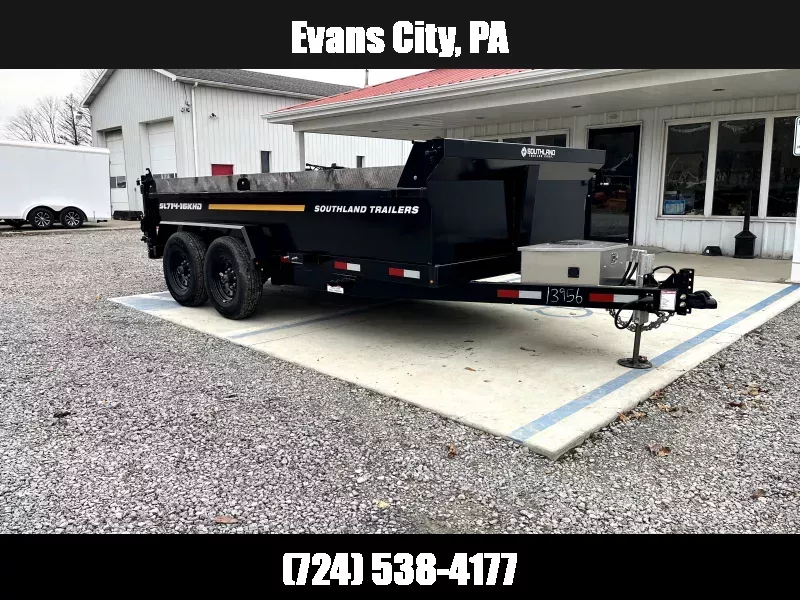 2025 Southland Trailers 7x14 16,000 GVW Dump Trailer * ADJUSTABLE COUPLER * HYDRAULIC JACK *  ALUMINUM TOOLBOX * ALUMINUM SLIDE IN RAMPS * COMBO GATE *   1763386692