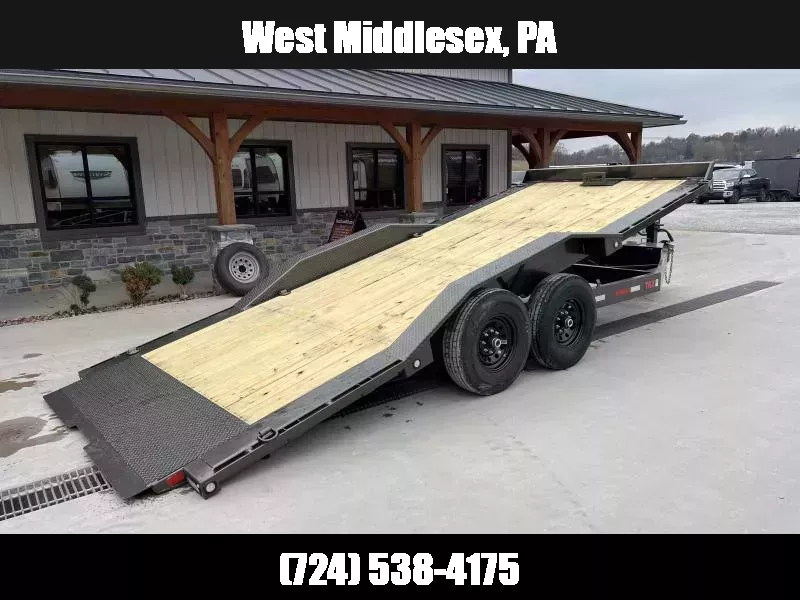 2026 MAXX-D 102x20 Equipment Trailer 14000 GVW * ARMY GREEN * TORSION SUSPENSION * WIRELESS REMOTE * 8" CHANNEL TONGUE AND FRAME * FULL DECK TILT * TOOLBOX AND TOOL TRAY * WINCH PLATE * 14-PLY TIRES * 102" DECK/DRIVE OVER FENDERS 1762397314