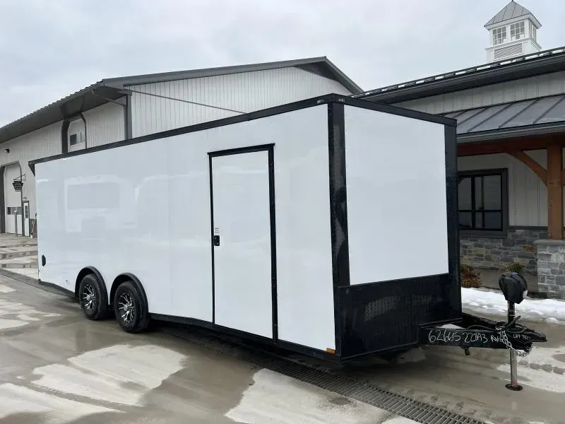 2026 Quality Cargo 8.5x22' Enclosed Race Trailer 9990# GVW * RED .080 POLYCOR EXTERIOR * FINISHED INTERIOR * RUBBER COIN FLOOR * STD ESCAPE DOOR * CABINETS * A/C W/ HEAT * 50A ELECTRIC