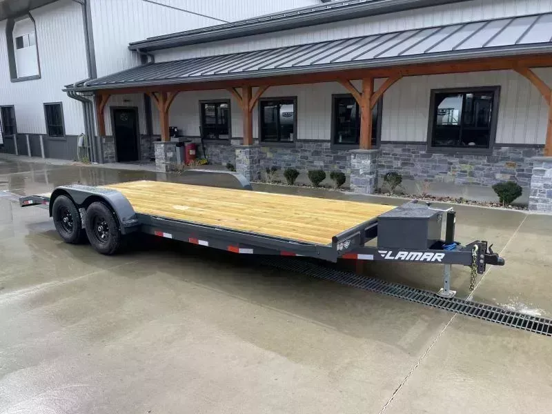 2026 Lamar 7x20' Car Hauler Trailer 9990# GVW * CHARCOAL POWDERCOATING * 7K DROP LEG JACK * CHANNEL C/M * ADJUSTABLE COUPLER * RUBRAIL * TOOLBOX