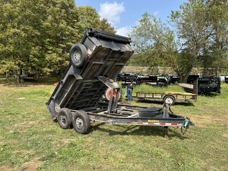 USED Big Tex Trailers 7X12 14,000 GVW Dump Trailer * I- BEAM FRAME * ADJUSTABLE COUPLER * TOOLBOX * TARP KIT * SLIDE IN RAMPS * SCISSOR HOIST * SPARE MOUNT & SPARE TIRE * REAR JACK STANDS * STAKE POCKETS * 