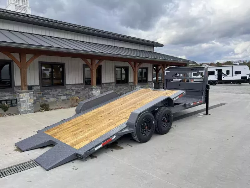 2026 RawMaxx 7x22' Gooseneck Gravity Tilt Equipment Trailer 16000# GVW * DUAL HYDRAULIC JACKS * 8000# AXLES * 16+6 SPLIT DECK * 8" I-BEAM FRAME * TORSION SUSPENSION * LARGE TOOLBOX * WINCH PLATE + ROLLER * HYDRAULIC CONTROL VALVE * DEXTER AXLES