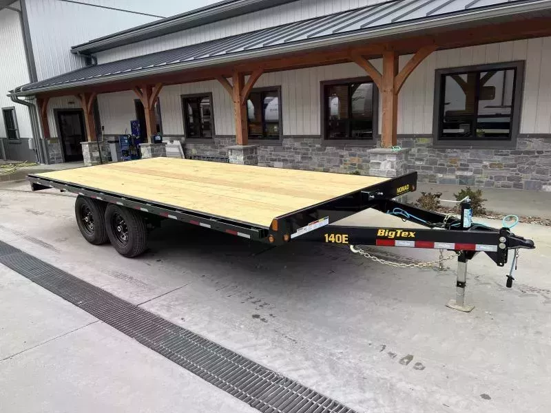 2026 Big Tex Trailers 14OE 102x20' Flatbed Deckover Trailer 14000# GVW * CHANNEL FRAME & TONGUE * STAKE POCKTS/RUBRAIL * 8' SLIDE IN RAMPS * ADJUSTABLE COUPLER * DROP LEG JACK * SLIPPER SPRING SUSPENSION