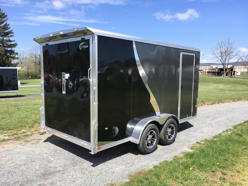 Neo 7x14 NAMR Aluminum Enclosed Motorcycle Trailer * BLACK AND PEWTER * DRT SPOILER * LOAD
