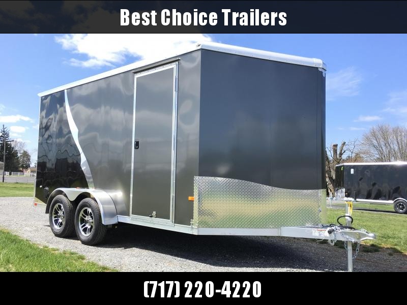 Neo 7x14 NAMR Aluminum Enclosed Motorcycle Trailer * BLACK AND PEWTER * DRT SPOILER * LOAD LIGHTS * EXTRA HEIGHT * ALUMINUM WHEELS Neo 7x14 NAMR Aluminum Enclosed Motorcycle Trailer * BLACK AND PEWTER * DRT SPOILER * LOAD LIGHTS * EXTRA HEIGHT * ALUMINUM WHEELS