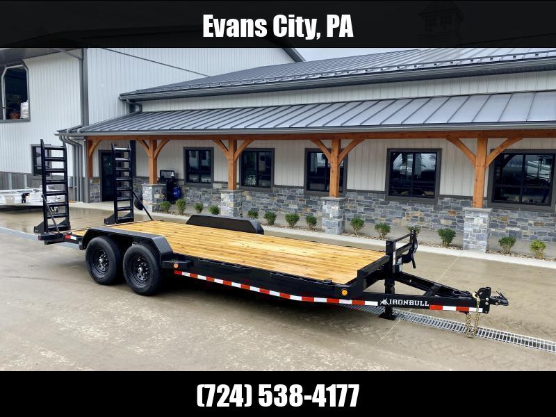 NEW Ironbull 7x22' Equipment Trailer 14000# GVW * KNIFEEDGE RAMP W/ ADJUSTABLE SUPPORT * REMOVABLE FENDERS * 16" O.C. STRUCTURAL CHANNEL C/M * RUBRAIL/STAKE POCKETS/PIPE SPOOLS/D-RINGS * ADJUSTABLE CAST COUPLER * 12K JACK 1750184066