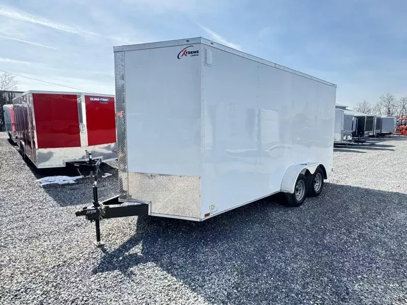 2026 Xtreme Cargo 7x16' Enclosed Cargo Trailer 7000# GVW * 6" FRAME * 7' HEIGHT UTV PKG * 16" O.C. FLOOR AND WALLS * WHITE EXTERIOR * .080 POLYCOR SEMI-SCREWLESS * RV DOOR * PLYWOOD WALLS AND FLOOR * TUBE STUDS