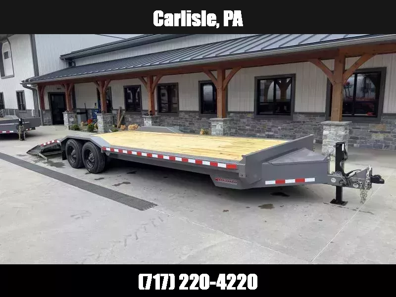 2025 Midsota 102x24 Full Width Equipment Trailer 17600# GVW * 102" DECK * DRIVE OVER FENDERS * A-FRAME TOOLBOX * URETHANE PAINT * 8000# AXLES * 17.5" RUBBER * FULL WIDTH RAMPS 1750638091
