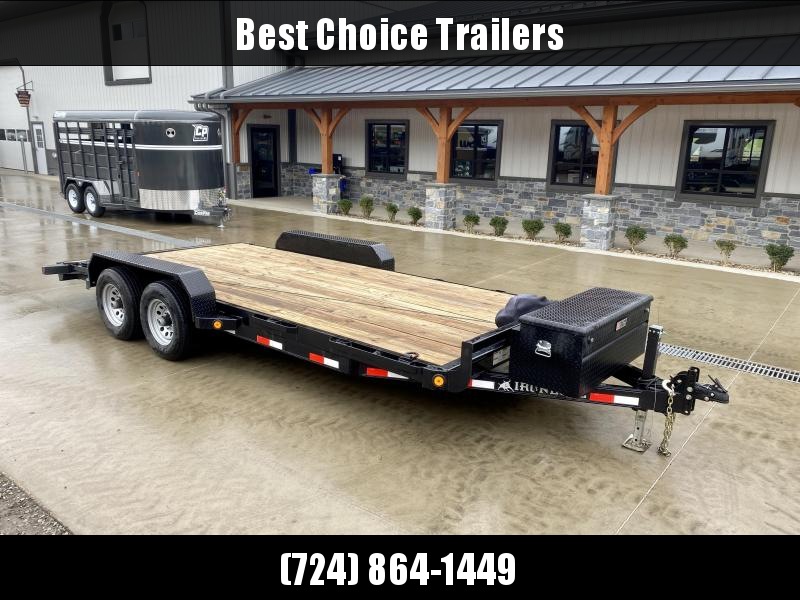 USED 2019 Ironbull 7x18' Wood Deck Car Hauler Trailer 9990# GVW * TOOLBOX * WINCH PKG * OVERWIDTH RAMPS * 16" O.C. FLOOR * CHANNEL C/M * RUBRAIL/STAKE POCKETS/PIPE SPOOLS/D-RINGS * 9000# WINCH * TOOLBOX * ADJUSTABLE COUPLER * DROP LEG JACK USED 2019 Ironbull 7x18' Wood Deck Car Hauler Trailer 9990# GVW * TOOLBOX * WINCH PKG * OVERWIDTH RAMPS * 16" O.C. FLOOR * CHANNEL C/M * RUBRAIL/STAKE POCKETS/PIPE SPOOLS/D-RINGS * 9000# WINCH * TOOLBOX * ADJUSTABLE COUPLER * DROP LEG JACK