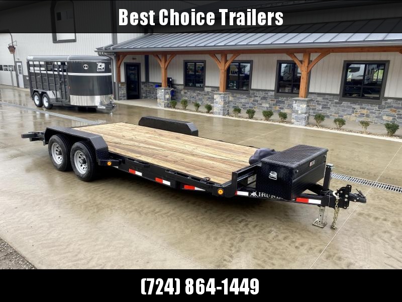 USED 2019 Ironbull 7x18' Wood Deck Car Hauler Trailer 9990# GVW * TOOLBOX * WINCH PKG * OVERWIDTH RAMPS * 16" O.C. FLOOR * CHANNEL C/M * RUBRAIL/STAKE POCKETS/PIPE SPOOLS/D-RINGS * 9000# WINCH * TOOLBOX * ADJUSTABLE COUPLER * DROP LEG JACK USED 2019 Ironbull 7x18' Wood Deck Car Hauler Trailer 9990# GVW * TOOLBOX * WINCH PKG * OVERWIDTH RAMPS * 16" O.C. FLOOR * CHANNEL C/M * RUBRAIL/STAKE POCKETS/PIPE SPOOLS/D-RINGS * 9000# WINCH * TOOLBOX * ADJUSTABLE COUPLER * DROP LEG JACK
