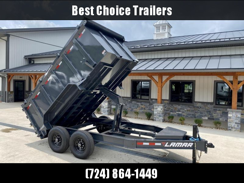 2021 Lamar 7x12' High Side Dump Trailer 14000# GVW * 4' HIGH SIDES * 7GA FLOOR * TARP KIT * UNDERMOUNT RAMPS * SCISSOR HOIST * 12K JACK * CHARCOAL * RIGID RAILS * HD COUPLER * NESTLED I-BEAM FRAME * 3-WAY GATE * 12" O.C. C/M * SPARE MOUNT * CLEARANCE 2021 Lamar 7x12' High Side Dump Trailer 14000# GVW * 4' HIGH SIDES * 7GA FLOOR * TARP KIT * UNDERMOUNT RAMPS * SCISSOR HOIST * 12K JACK * CHARCOAL * RIGID RAILS * HD COUPLER * NESTLED I-BEAM FRAME * 3-WAY GATE * 12" O.C. C/M * SPARE MOUNT * CLEARANCE
