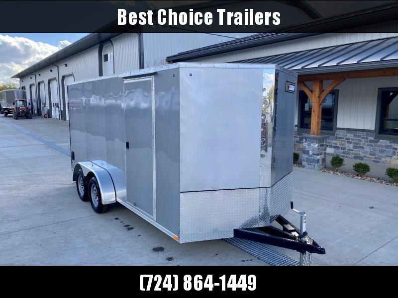 2022 ITI Cargo 7x16' Enclosed Cargo Trailer 7000# GVW * 7' HEIGHT * SILVER EXTERIOR * .030 SEMI-SCREWLESS * 6'6" INTERIOR * 1PC ALUMINUM ROOF * 24" STONEGUARD * TRUCKBED LINER ON SILLS/TONGUE * RV DOOR 2022 ITI Cargo 7x16' Enclosed Cargo Trailer 7000# GVW * 7' HEIGHT * SILVER EXTERIOR * .030 SEMI-SCREWLESS * 6'6" INTERIOR * 1PC ALUMINUM ROOF * 24" STONEGUARD * TRUCKBED LINER ON SILLS/TONGUE * RV DOOR