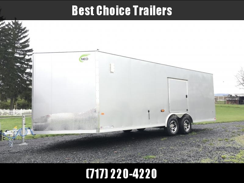NEO 8.5x22' NCBR Aluminum Round Top Enclosed Car Hauler Trailer 7000# GVW * NCB2285R6 * ESCAPE DOOR * +6" HEIGHT * CEILING LINER * 5200# TORSION * ALUMINUM WHEELS NEO 8.5x22' NCBR Aluminum Round Top Enclosed Car Hauler Trailer 7000# GVW * NCB2285R6 * ESCAPE DOOR * +6" HEIGHT * CEILING LINER * 5200# TORSION * ALUMINUM WHEELS