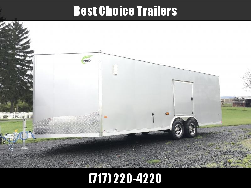 NEO 8.5x22' NCBR Aluminum Round Top Enclosed Car Hauler Trailer 7000# GVW * NCB2285R6 * ESCAPE DOOR * +6" HEIGHT * CEILING LINER * 5200# TORSION * ALUMINUM WHEELS NEO 8.5x22' NCBR Aluminum Round Top Enclosed Car Hauler Trailer 7000# GVW * NCB2285R6 * ESCAPE DOOR * +6" HEIGHT * CEILING LINER * 5200# TORSION * ALUMINUM WHEELS