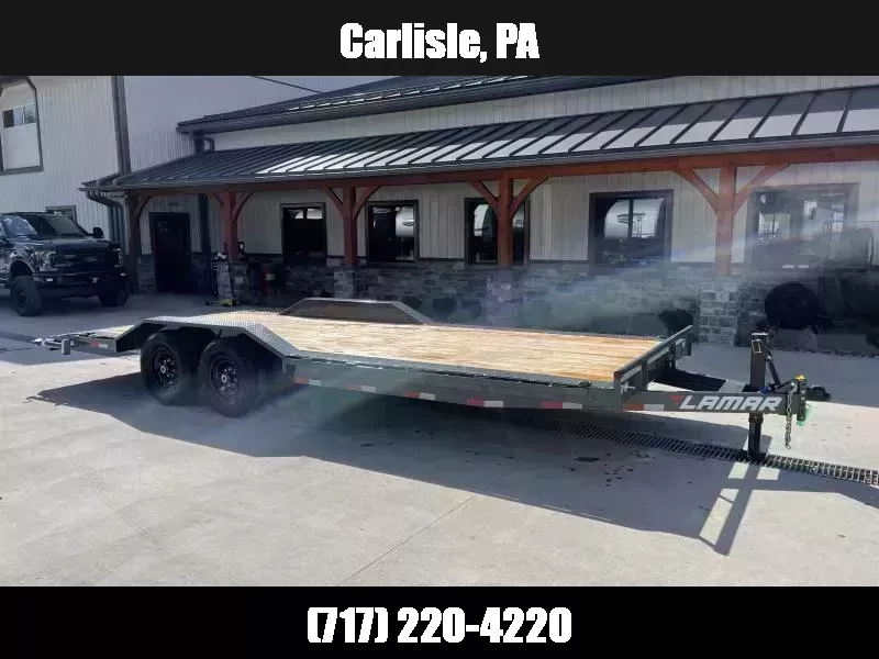2026 Lamar 102x22' Car Hauler Trailer 14000# GVW * SLIDE IN RAMPS * CHARCOAL * 102" DECK * DRIVE OVER FENDERS * CHARCOAL 1759543137