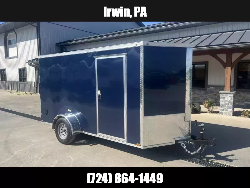 2026 Quality Cargo 6x12 Single Axle Enclosed Cargo Trailer 2990# GVW * 6'3 CEILING HEIGHT * BLUE EXTERIOR * PLYWOOD WALLS AND FLOOR * RV DOOR * 16" O.C. * TUBE STUDS * RAMP DOOR * V-NOSE 1756145959
