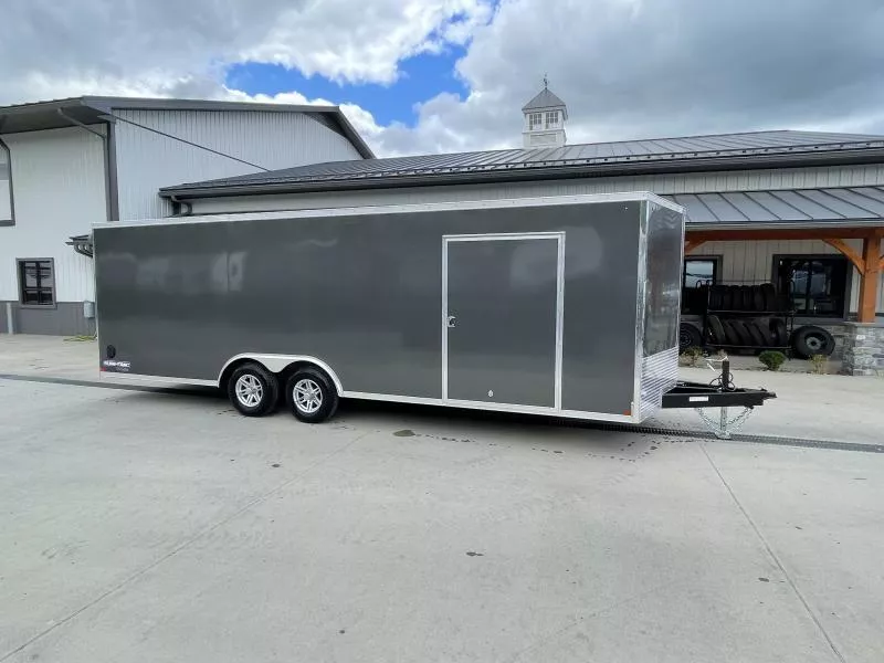 2026 Sure-Trac 8.5x24' Pro Series Enclosed Car Hauler Trailer 9900# GVW * CHARCOAL EXTERIOR * V-NOSE * 5200# AXLES * .030 SCREWLESS EXTERIOR * ALUMINUM WHEELS * 1 PC ROOF * 6" FRAME * 16" O.C. C/M * TUBE STUDS * 48" RV DOOR * 7K DROP JACK prl6cyl5wrc3
