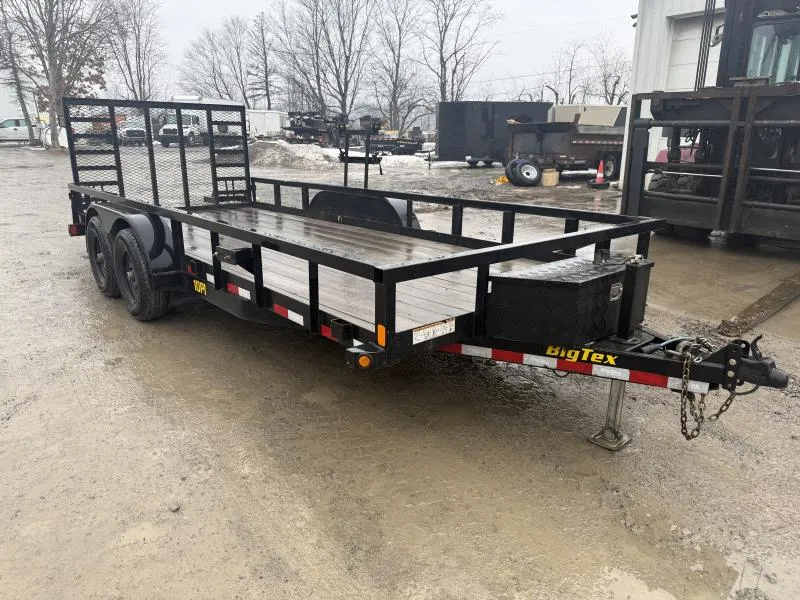 USED 2023 Big Tex Trailers 10PI 7X18' Tube Top Landscape Utility Trailer 9990# GVW * SUPER DUTY GATE * ADJUSTABLE COUPLER * 3X3" TUBE TOP RAIL * LED * SETBACK JACK * (4) TIE DOWNS * 5" TONGUE AND FRAME * DEXTER AXLES * SPARE MOUNT