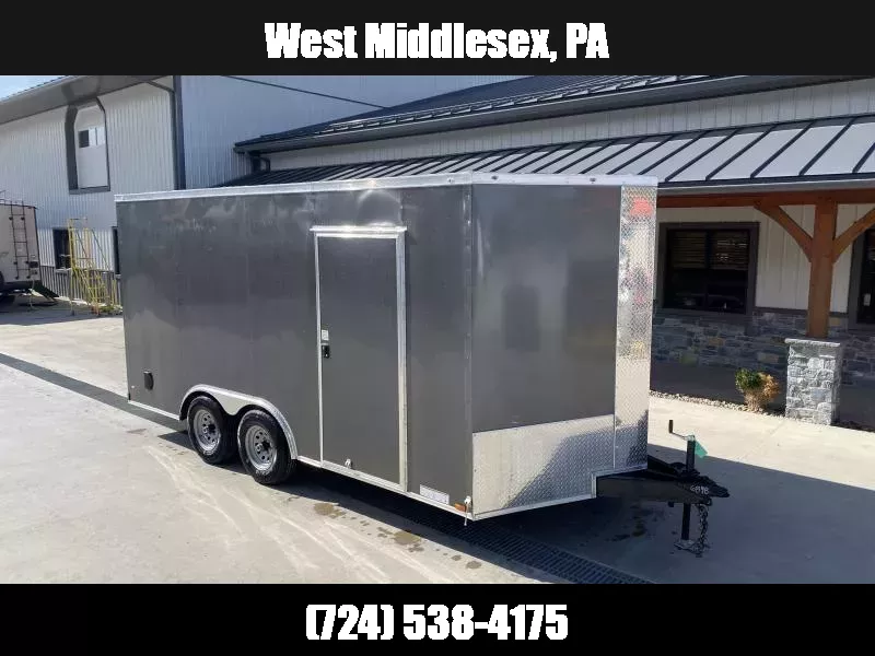 2026 Xtreme Cargo 8.5x16 Enclosed Car Hauler Trailer 9990# GVW * 7' HEIGHT UTV PKG * 5200# AXLES * CHARCOAL EXTERIOR * .080 POLYCOR SEMI-SCREWLESS * RV DOOR * PLYWOOD WALLS AND FLOOR * TUBE STUDS * D-RINGS * 6" TUBE FRAME 1763134558