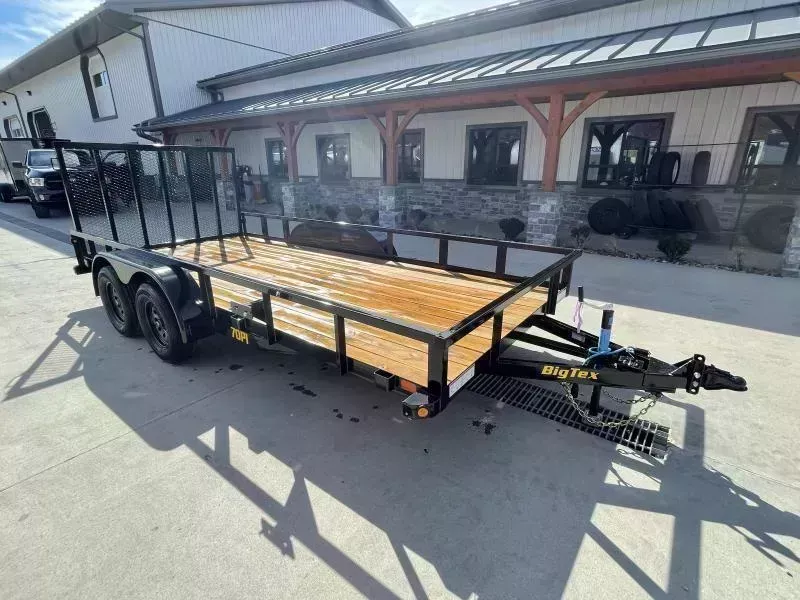 2024 Big Tex Trailers 70PI 7X18' Tube Top Landscape Utility Trailer 7000# GVW * ADJUSTABLE COUPLER * 2X2" TUBE TOP RAIL * LED * SETBACK JACK * (4) TIE DOWNS * DEXTER AXLES * SPARE MOUNT