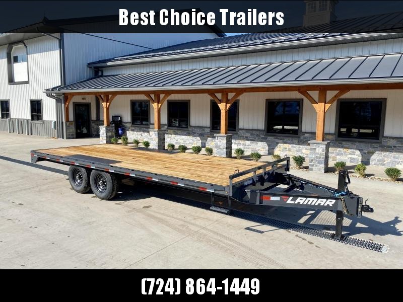 2022 Lamar 102x20' Flatbed Deckover Trailer 14000# GVW * 8' SLIDE IN RAMPS * CHARCOAL * TOOL TRAY * HD CAST COUPLER * I-BEAM FRAME * 16" O.C. C/M * RUBRAIL/STAKE POCKETS/PIPE SPOOLS * CHANNEL SIDE RAIL * 12K JACK * CLEARANCE 2022 Lamar 102x20' Flatbed Deckover Trailer 14000# GVW * 8' SLIDE IN RAMPS * CHARCOAL * TOOL TRAY * HD CAST COUPLER * I-BEAM FRAME * 16" O.C. C/M * RUBRAIL/STAKE POCKETS/PIPE SPOOLS * CHANNEL SIDE RAIL * 12K JACK * CLEARANCE