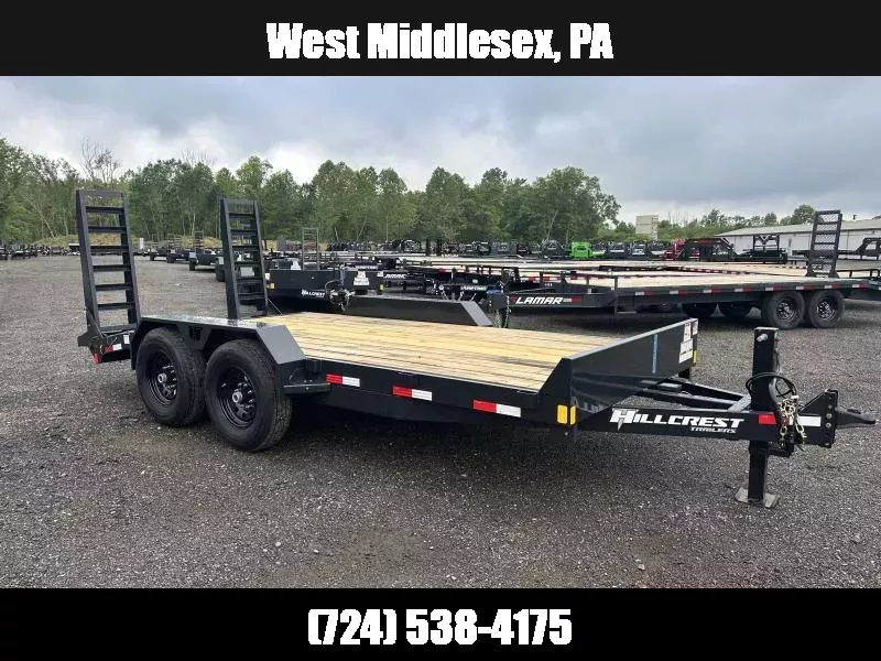2025 Hillcrest Trailers 7x16 Equipment Trailer 14000 GVW * HD RAMPS * D-RINGS/STAKE POCKETS * ADJUSTABLE COUPLER * 12K JACK * CHARCOAL POWDER COAT 1750262632