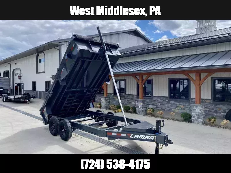 2026 Lamar 7x14' Dump Trailer 14000# GVW * 11-TON 144" TELESCOPIC HOIST * 7GA FLOOR * TARP KIT * UNDERMOUNT RAMPS * 12K JACK * CHARCOAL * RIGID RAILS * HD COUPLER * NESTLED I-BEAM FRAME 28" H * COMBO GATE * 12" O.C. C/M 1758222752