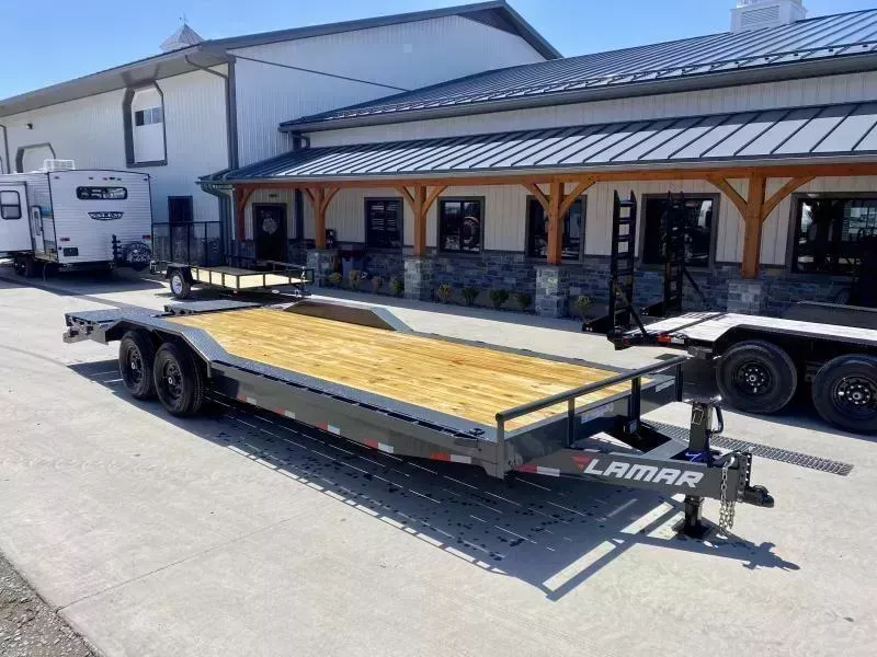 2026 Lamar 102x24' Equipment Trailer 14000# GVW * TOOLBOX * FULL WIDTH RAMPS * 102" DECK * DRIVE OVER FENDERS * CHARCOAL * D-RINGS * 8IN FRAME UPGRADE
