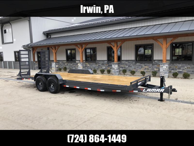 2025 Lamar 7x20' Equipment Trailer 14000# GVW * DELUXE OVERWIDTH RAMPS W/ HEAVY MESH * CHARCOAL POWDERCOAT * RUBRAIL/STAKE POCKETS/PIPE SPOOLS/D-RINGS * REM FENDERS * 12K JACK * CAST COUPLER * SPRING ASSIST * COLD WEATHER HARNESS 1762819059