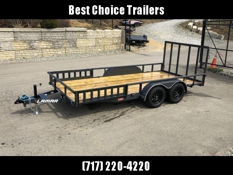 2020 Lamar 7x16' ATV Utility Trailer 7000# GVW * ATV SIDE RAMPS * CHARCOAL * 2x2" TUBE GATE W/ SPRING ASSIST * COLD WEATHER HARNESS * 4" CHANNEL TONGUE * STAKE POCKETS * TEARDROP FENDERS * BULLET LED'S 2020 Lamar 7x16' ATV Utility Trailer 7000# GVW * ATV SIDE RAMPS * CHARCOAL * 2x2" TUBE GATE W/ SPRING ASSIST * COLD WEATHER HARNESS * 4" CHANNEL TONGUE * STAKE POCKETS * TEARDROP FENDERS * BULLET LED'S