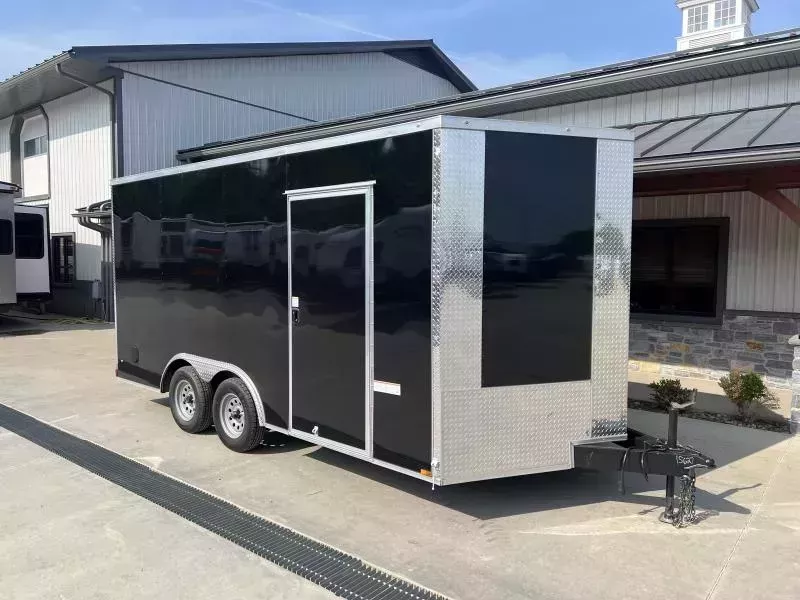 2026 Xtreme Cargo 8.5 x 16 Enclosed Car Hauler Trailer 7000# GVW * 7' HEIGHT UTV PKG * BLACK EXTERIOR * .080 POLYCOR SEMI-SCREWLESS * RV DOOR * PLYWOOD WALLS AND FLOOR * TUBE STUDS * D-RINGS * 6" TUBE FRAME