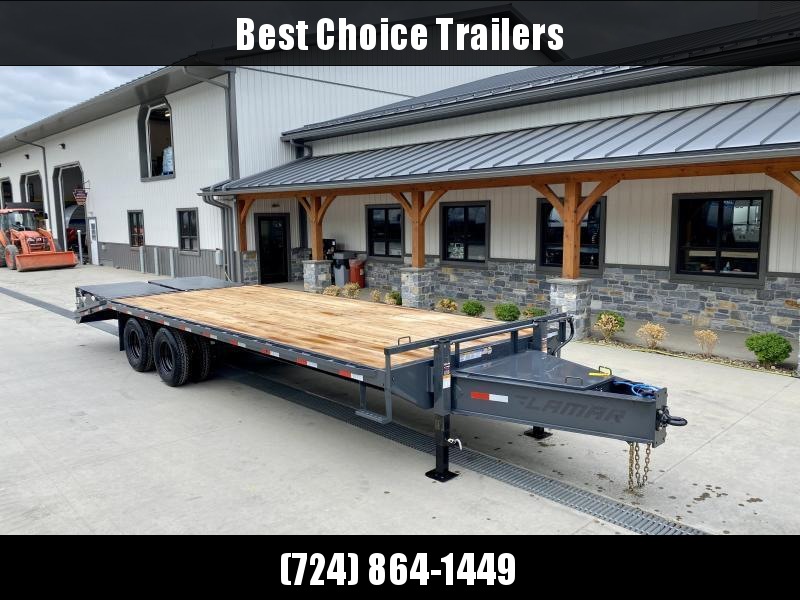2022 Lamar 102x25' Pintle Beavertail Deckover Trailer 25900# * 12K DEXTER AXLES * FULL WIDTH RAMPS * CHARCOAL * 12" / 19# I-BEAM * DEXTER TANDEM DUALS * FRONT TOOLBOX / DUAL JACKS * UNDER FRAME BRIDGE 2022 Lamar 102x25' Pintle Beavertail Deckover Trailer 25900# * 12K DEXTER AXLES * FULL WIDTH RAMPS * CHARCOAL * 12" / 19# I-BEAM * DEXTER TANDEM DUALS * FRONT TOOLBOX / DUAL JACKS * UNDER FRAME BRIDGE