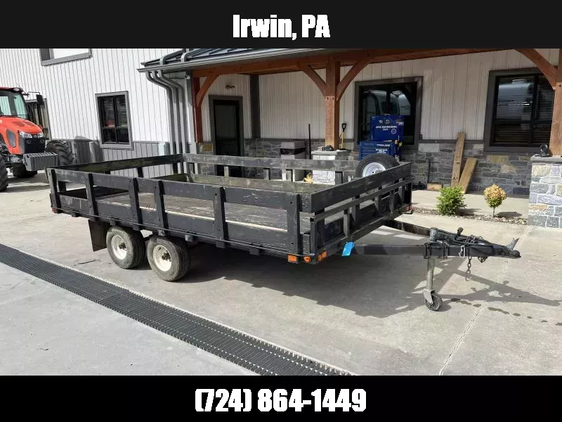USED Mustang 7x12 Tandem Axle Utility Landscape Trailer 2990 GVW * WOOD SIDES * STAKE POCKETS * SPARE MOUNT + SPARE  1750183934