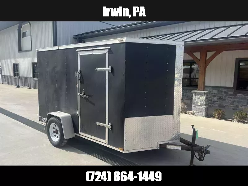 USED Lark 6X10 2990 GVW BLACK ENCLOSED SINGLE AXLE CARGO TRAILER * RAMP DOOR * BAR-LOCK MAN DOOR *  1758139283