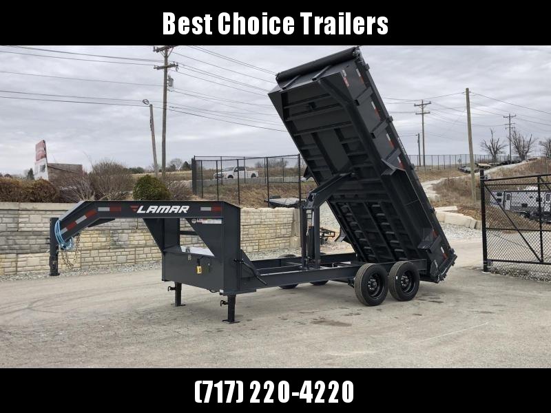 2020 Lamar 7x16' Gooseneck Dump Trailer 16000# GVW * 8000# AXLE UPGRADE * 17.5 RUBBER * OVERSIZE 6x21.5 SCISSOR 2020 Lamar 7x16' Gooseneck Dump Trailer 16000# GVW * 8000# AXLE UPGRADE * 17.5 RUBBER * OVERSIZE 6x21.5 SCISSOR