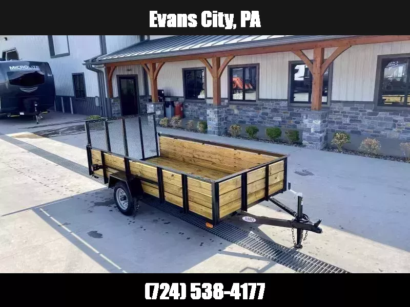 2026 AMO 5x10' Wood High Side Angle Iron Utility Landscape Trailer 2200# GVW * 3-BOARD HIGH SIDE * GATE * A-FRAME TONGUE * A-FRAME JACK * 2" BALL 1761700626
