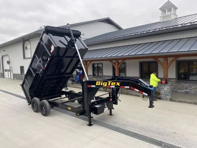 2026 Big Tex Trailers 14GT 7x14' HD Gooseneck Dump Trailer 15900# GVW * 4' HIGH SIDES * TELESCOPIC HOIST * OVERSIZE 11-TON 144" STROKE TELESCOPIC HOIST * 8" I-BEAM/13# FRAME * UNDERMOUNT RAMPS * COMBO GATE