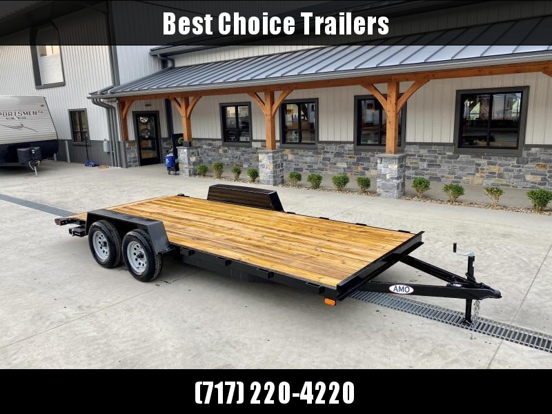 2022 AMO 7x18' Wood Deck Car Trailer 7000# GVW * LED TAIL LIGHTS * STACKED CHANNEL TONGUE/FRAME * BEAVERTAIL * REMOVABLE FENDERS * 2-AXLE BRAKES * CLEARANCE 2022 AMO 7x18' Wood Deck Car Trailer 7000# GVW * LED TAIL LIGHTS * STACKED CHANNEL TONGUE/FRAME * BEAVERTAIL * REMOVABLE FENDERS * 2-AXLE BRAKES * CLEARANCE