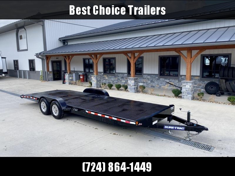 USED 2020 Sure-Trac 7x24' Steel Deck Car Hauler 9900# GVW * 4' BEAVERTAIL * LOW LOAD ANGLE * ALUMINUM WHEELS * 5" TUBE TONGUE/FRAME * AIR DAM * RUBRAIL/STAKE POCKETS/D-RINGS * REMOVABLE FENDER * FULL SEAMS WELDS * REAR SLIDEOUT PUNCH PLATE RAMPS USED 2020 Sure-Trac 7x24' Steel Deck Car Hauler 9900# GVW * 4' BEAVERTAIL * LOW LOAD ANGLE * ALUMINUM WHEELS * 5" TUBE TONGUE/FRAME * AIR DAM * RUBRAIL/STAKE POCKETS/D-RINGS * REMOVABLE FENDER * FULL SEAMS WELDS * REAR SLIDEOUT PUNCH PLATE RAMPS