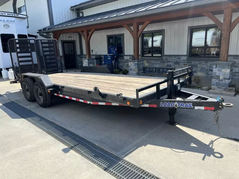 USED Load Trail 7x20 Equipment Trailer 14,000 GVW * HEAVY-DUTY SPLIT GATE * ADJUSTABLE COUPLER * SPARE TIRE MOUNT * STAKE POCKETS * D-RINGS *