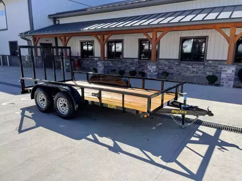2026 Big Tex Trailers 60PI 6.5X14' Tube Top Landscape Utility Trailer 7000# GVW * SET BACK JACK * 2X2" TUBE TOP RAIL * LED * (4) TIE DOWNS * SPARE MOUNT
