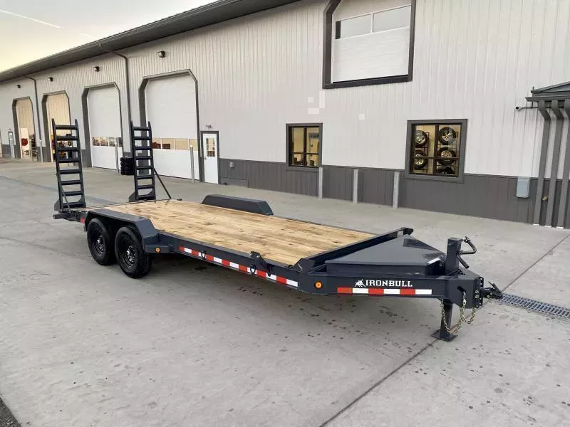 NEW Iron Bull 7x22' Equipment Trailer 14000# GVW * 8" I-BEAM FRAME * OVERSIZE TOOLBOX * LONGER 6' RAMPS * HD COUPLER * REMOVABLE FENDERS * 12K JACK * CHARCOAL POWDER COAT