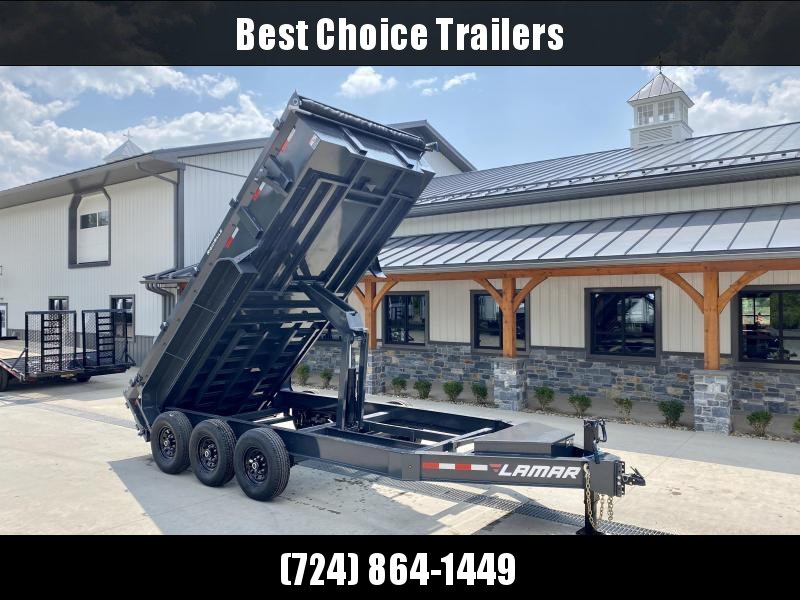 2022 Lamar 7x16' Dump Trailer 21000# GVW * OVERSIZE 6X21.5 11-TON SCISSOR HOIST * 7GA FLOOR * JACKSTANDS * TARP KIT * CHARCOAL * RIGID RAILS * NESTLED I-BEAM FRAME 28" H * 12" O.C. C/M * 3-WAY GATE * HD COUPLER 2022 Lamar 7x16' Dump Trailer 21000# GVW * OVERSIZE 6X21.5 11-TON SCISSOR HOIST * 7GA FLOOR * JACKSTANDS * TARP KIT * CHARCOAL * RIGID RAILS * NESTLED I-BEAM FRAME 28" H * 12" O.C. C/M * 3-WAY GATE * HD COUPLER