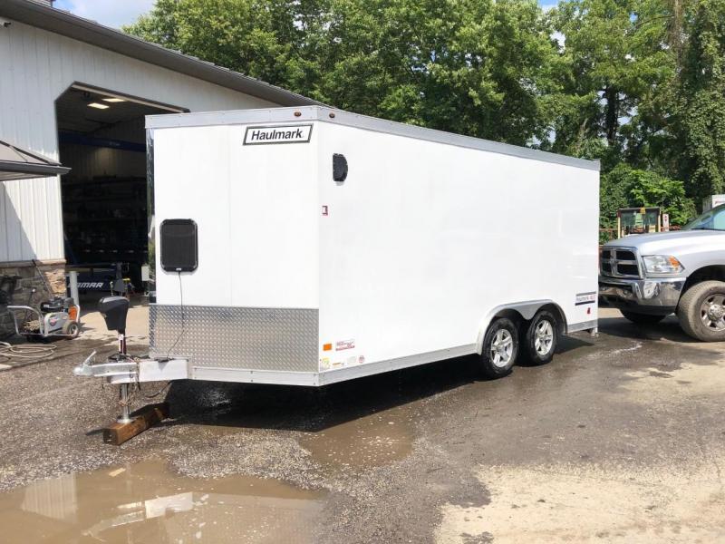 USED 2017 Haulmark 8.5x16' Enclosed Car Hauler Trailer * TORSION * ALUMINUM WHEELS * 1 PIECE ROOF * SCREWLESS EXTERIOR * POWER JACK * REAR STABILIZER JACKS * TUBE STUDS USED 2017 Haulmark 8.5x16' Enclosed Car Hauler Trailer * TORSION * ALUMINUM WHEELS * 1 PIECE ROOF * SCREWLESS EXTERIOR * POWER JACK * REAR STABILIZER JACKS * TUBE STUDS