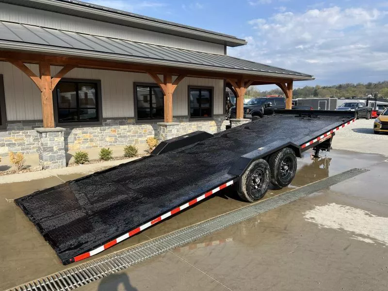 2026 H&H 102x24' Buggy Hauler Steel Tread Plate Deck Power Tilt Car Trailer 14000# GVW  * 102" STP DECK * DRIVE OVER FENDERS * WINCH PLATE * DUAL TOOLBOXES * RUBRAIL/STAKE POCKETS/SWIVEL D-RINGS * SPARE TIRE MOUNT * ADJUSTABLE COUPLER * 12K JACK