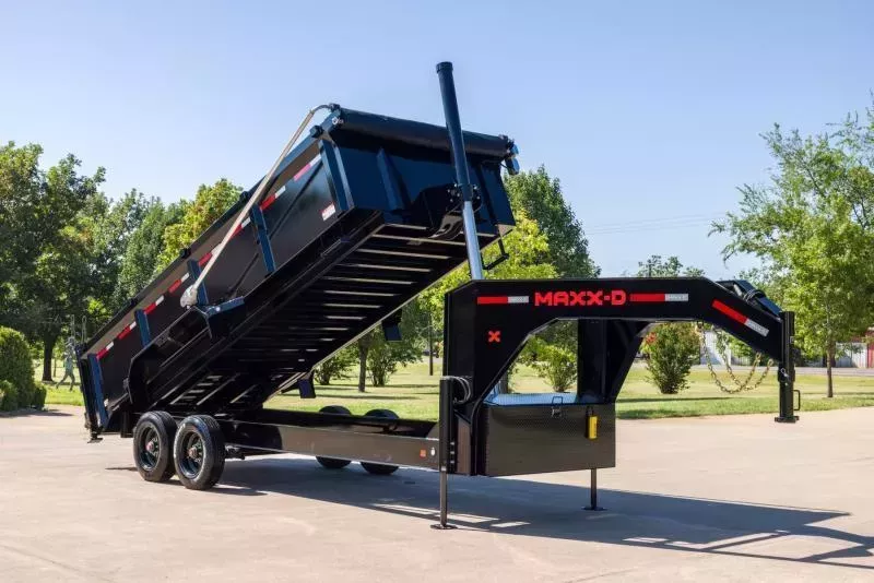 2026 MAXXD 7x16' DSX Gooseneck Dump Trailer 21000# GVW * 10000# AXLES * HYDRAULIC JACKS * 7GA FLOOR * OVERSIZE 5IN/4 STAGE TELESCOPIC LIFT * 10"/19# I-BEAM FRAME * 7GA FLOOR * 12" O.C. I-BEAM * WIRELESS * FLIPOVER TARP * JACKSTANDS * 3' HIGH SIDES